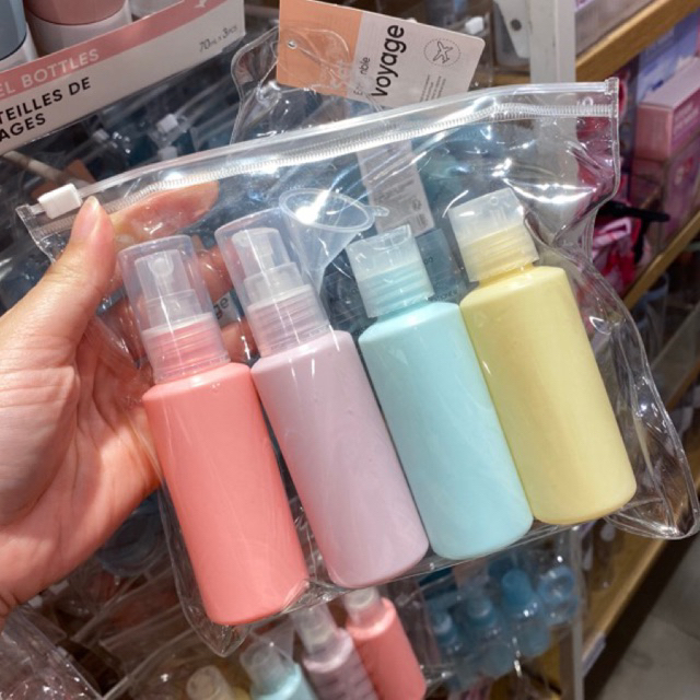 Jual Miniso colorful Travel kit bottles (isi 4 pcs) Shopee Indonesia