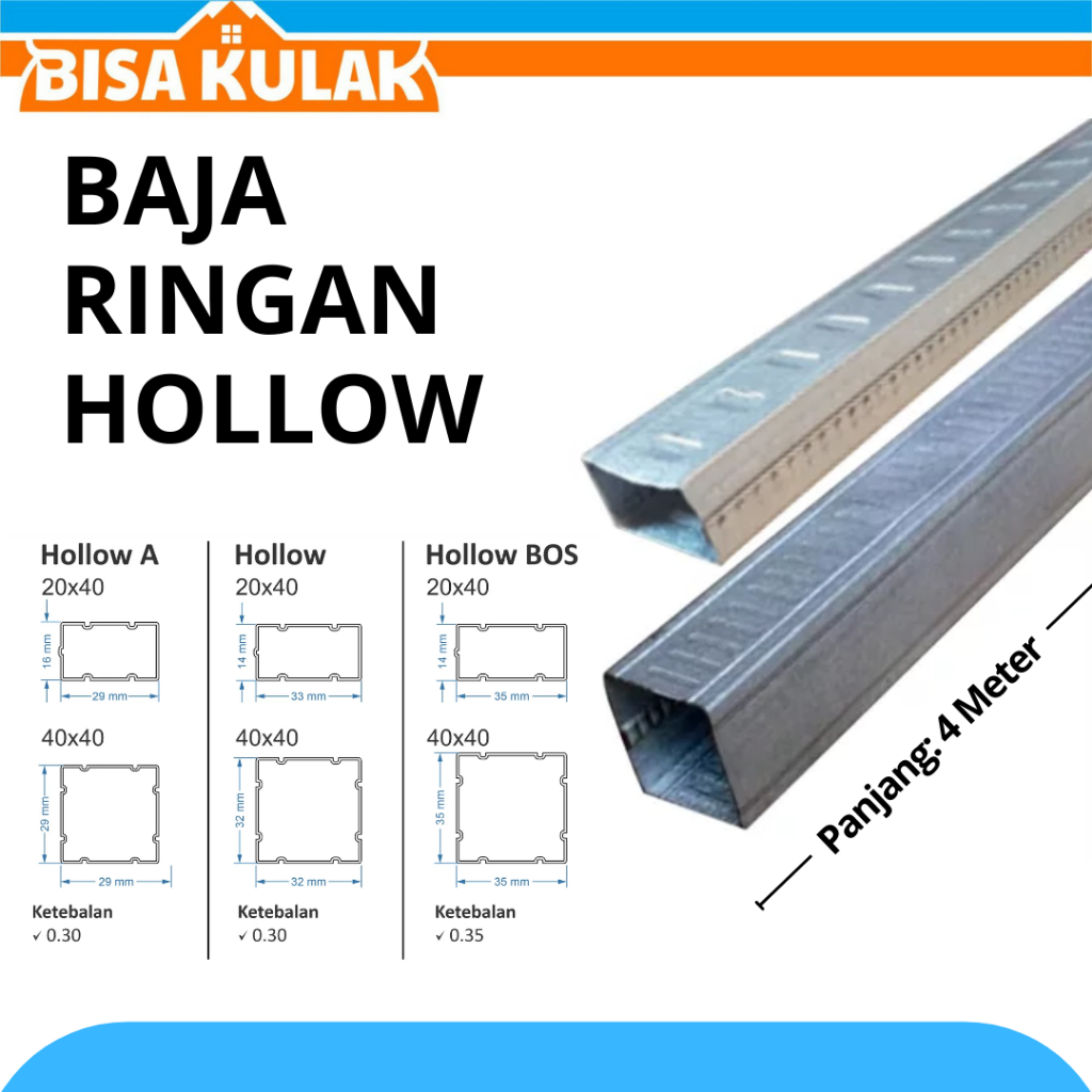 Jual Hollow Galvalum 2x4 / Besi Holo 2x4 Galvalum 4Mtr Alum Profil - 0 ...