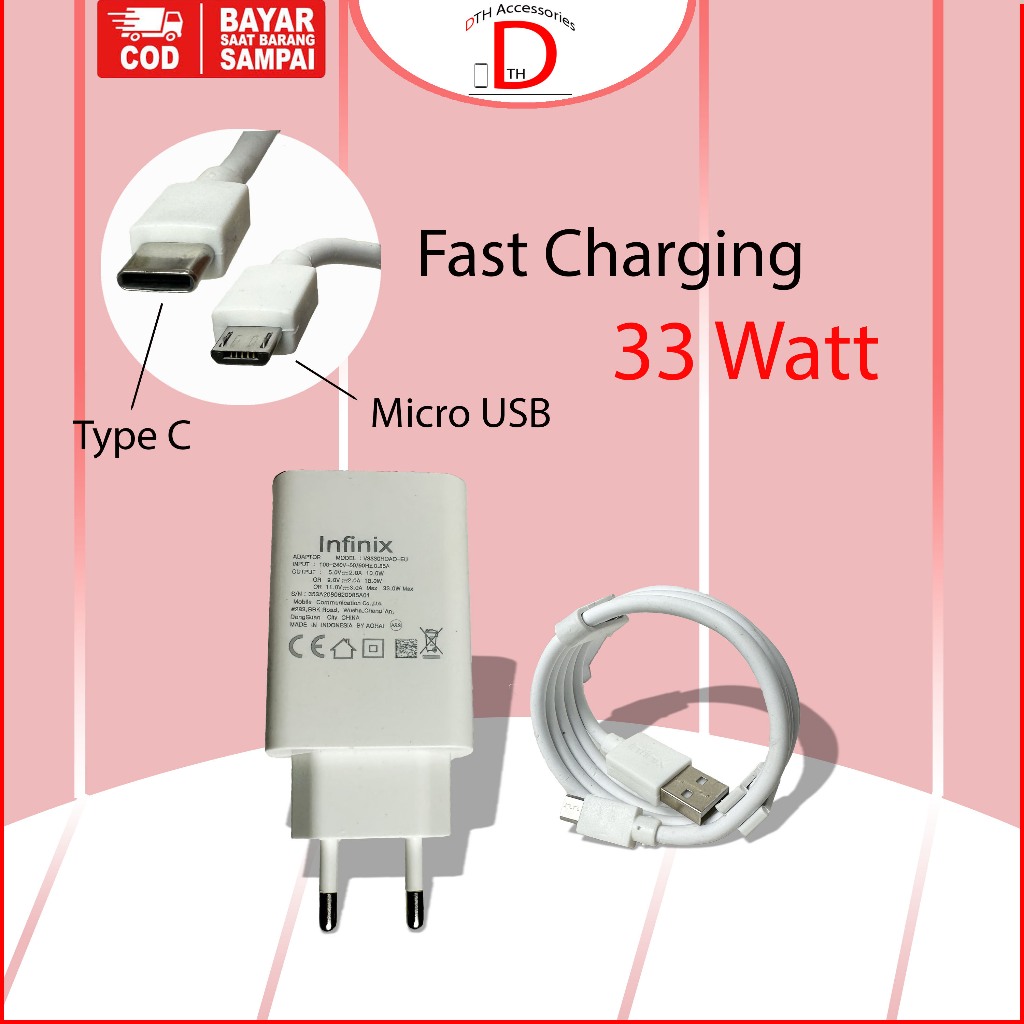 Charger Infinix Fast Charging 33 Watt All type Garansi Bulan