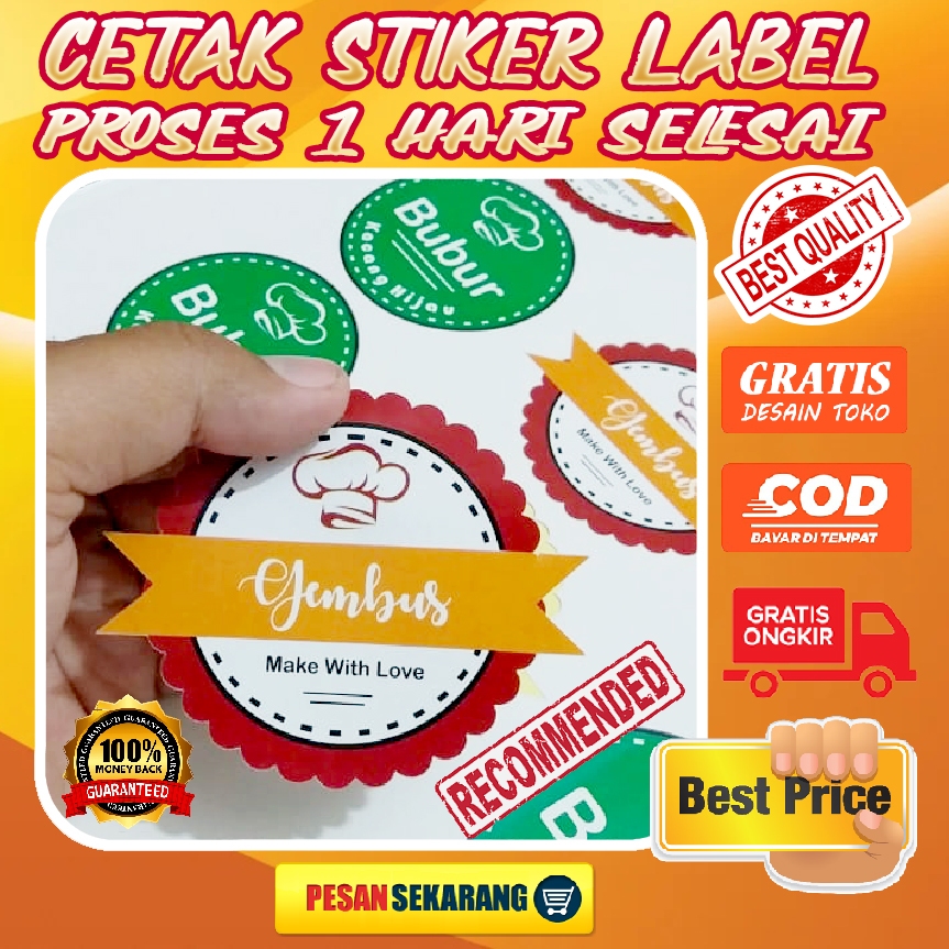 Jual Cetak Stiker Custom Label Makanan Logo Produk Kemasan Online Shop ...