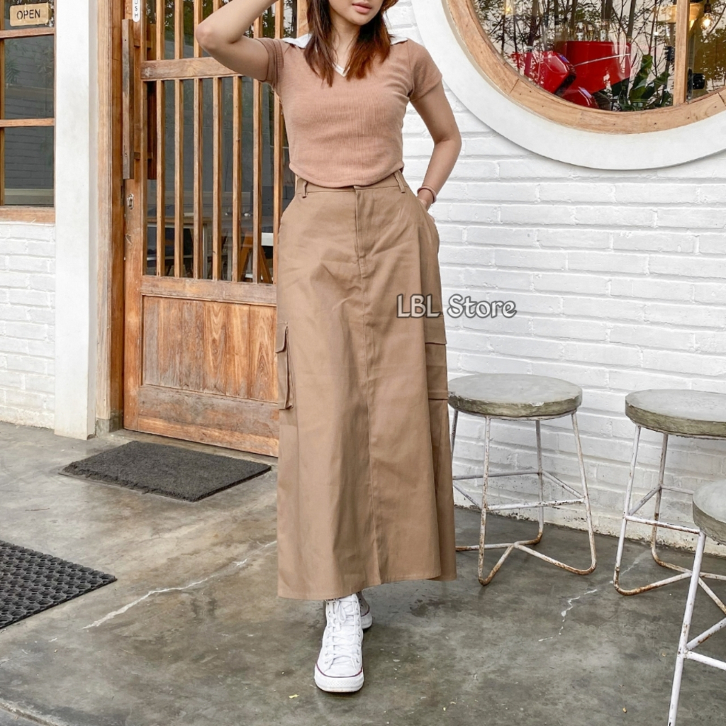Jual LBL Skirt - Rok Cargo Wanita Panjang | Rok Korean Style | Rok ...