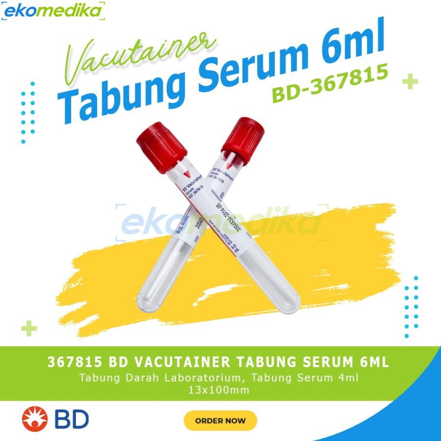 Jual BD 367815 Vacutainer Tabung Serum / Tube PLN PLC RED 6 ML | Shopee ...