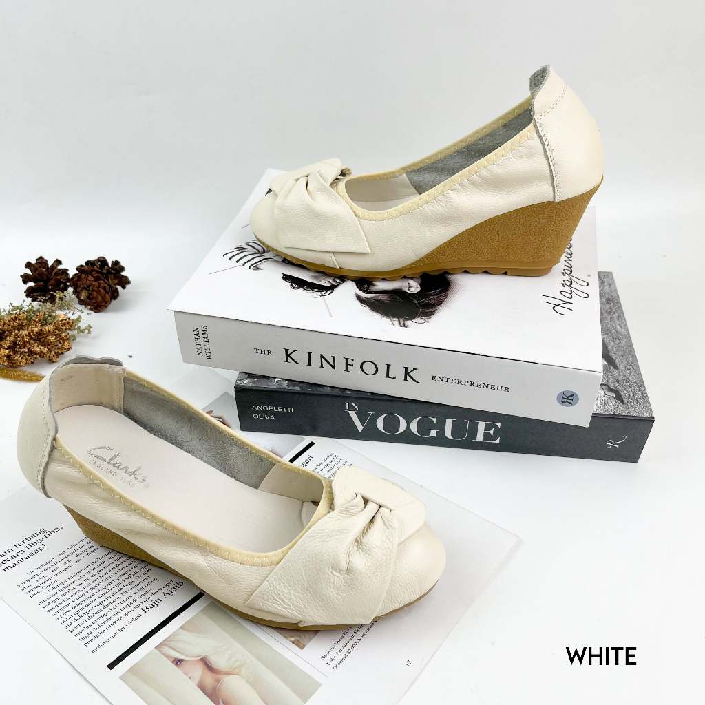 Jual Sepatu Wedges Wanita Import Clarks 7 CM Kulit Asli AH 218 Shopee Indonesia