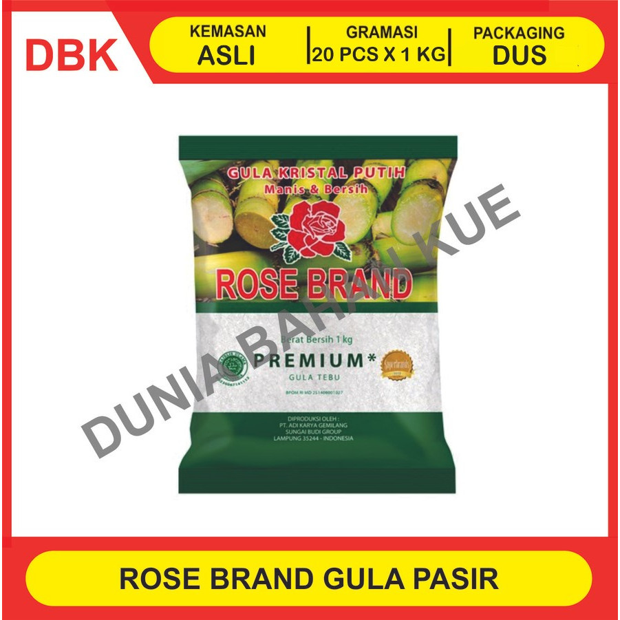 Jual ROSE BRAND GULA KRISTAL KEMASAN HIJAU 1 KG - 1 BAG 20 PCS / GULA ...