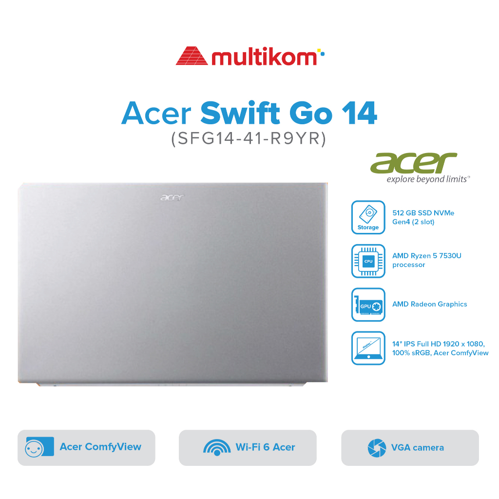 Jual Acer Swift Go 14 SFG14-41-R9YR Ryzen 5-7530U 16G 512GB 14