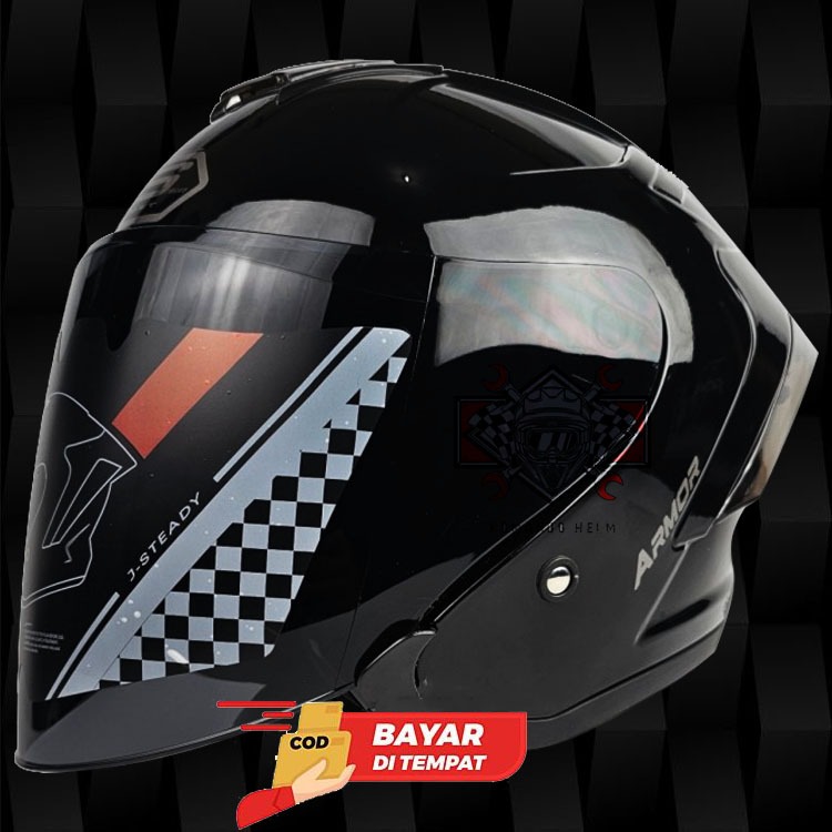 Jual HELM JS ARMOR SOLID BLACK GLOSSY VISOR SMOKE | Shopee Indonesia