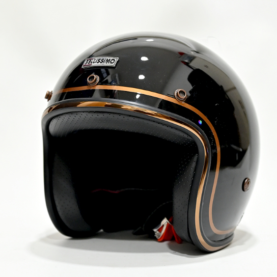 Jual BELLISSIMO HELMET Half Face - BLACK GLOSSY ( GOLD STRIPE ...