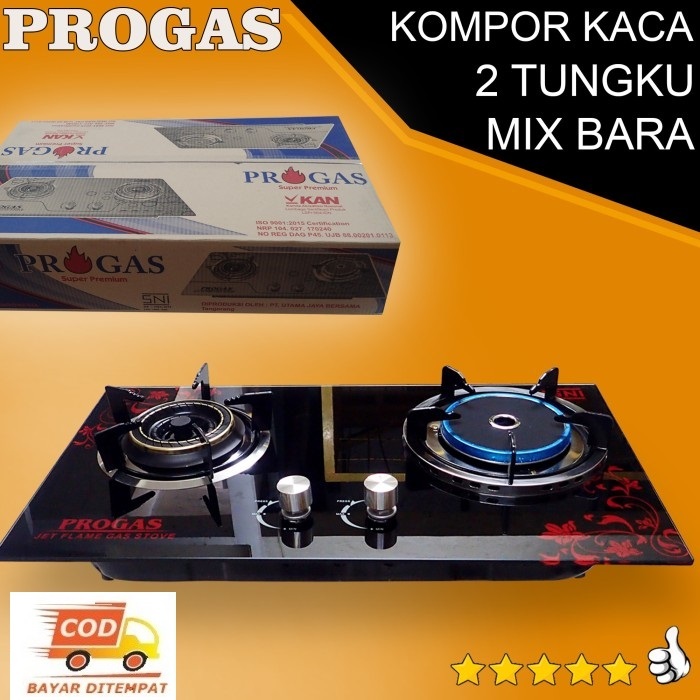 Jual PROGAS KOMPOR TANAM KACA MIX BARA 2 TUNGKU KOMPOR KACA KUAT AWET ...