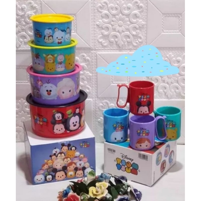 Jual PROMO Tupperware Disney Tsum Tsum Canister Toples & mug Disney ...