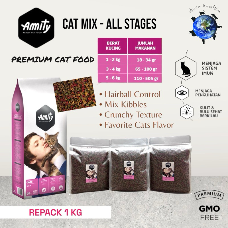 Jual Amity Cat Mix Premium Cat Food All Stage With Hairball Control