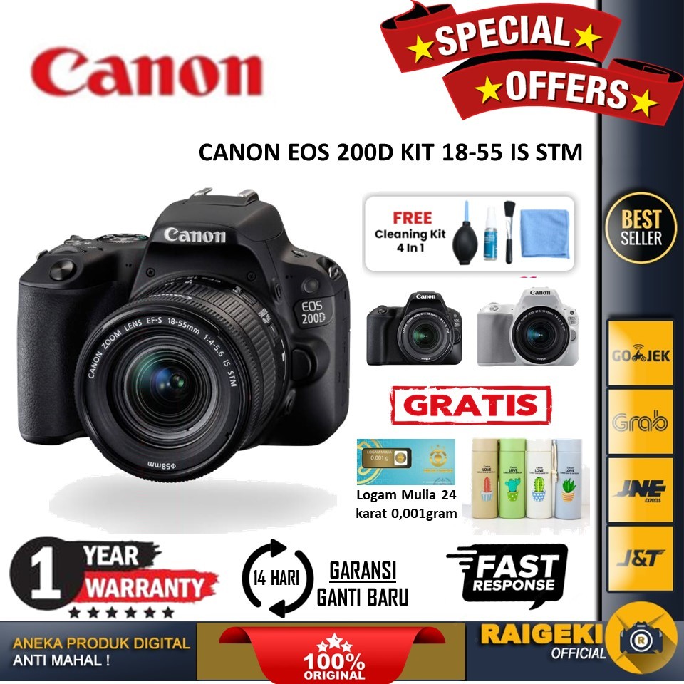 Jual Canon EOS 200D Kit EF-S 18-55 IS STM | Shopee Indonesia