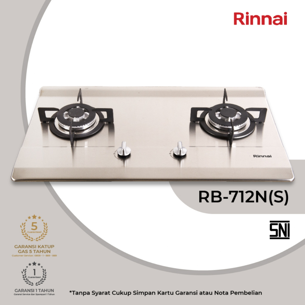 Jual Kompor Gas RINNAI RB-712NS 2 Tungku Kompor Gas Tanam Stainless ...