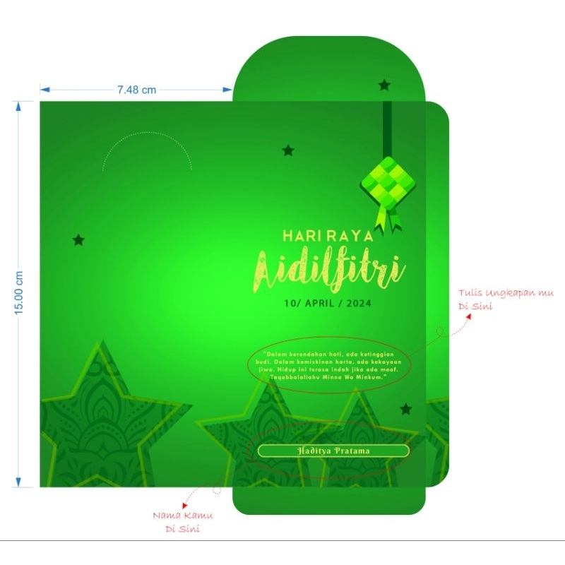 Jual Catak Amplop Angpao Custom Hari Raya Idul Fitri ukuran L Bisa ...