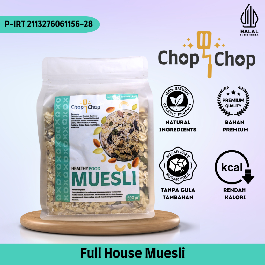 Jual Full House Muesli Chop Chop Sarapan Sehat Rendah Kalori 500 Gram