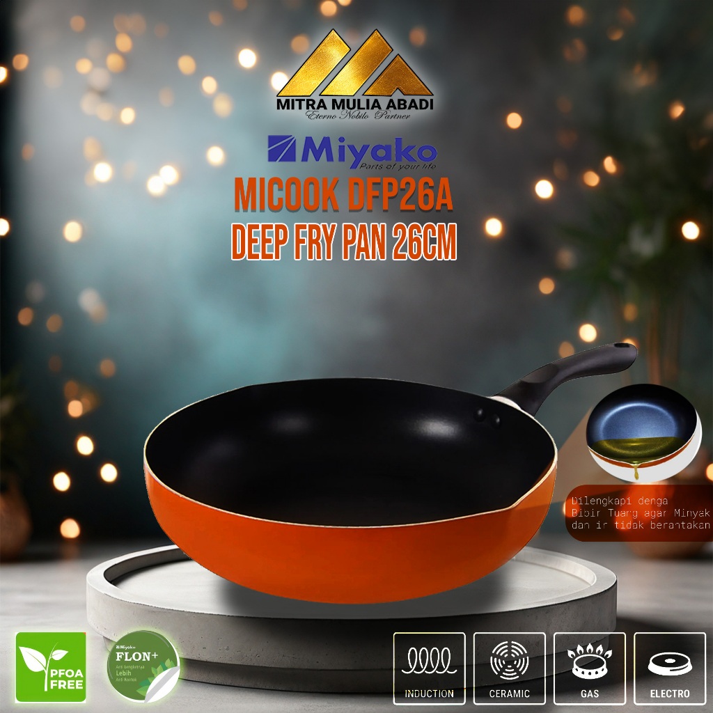 Jual ID WAJAN DEEP FRY PAN MICOOK DFP26A 26CM ALAT MASAK KATEL TEFLON ...