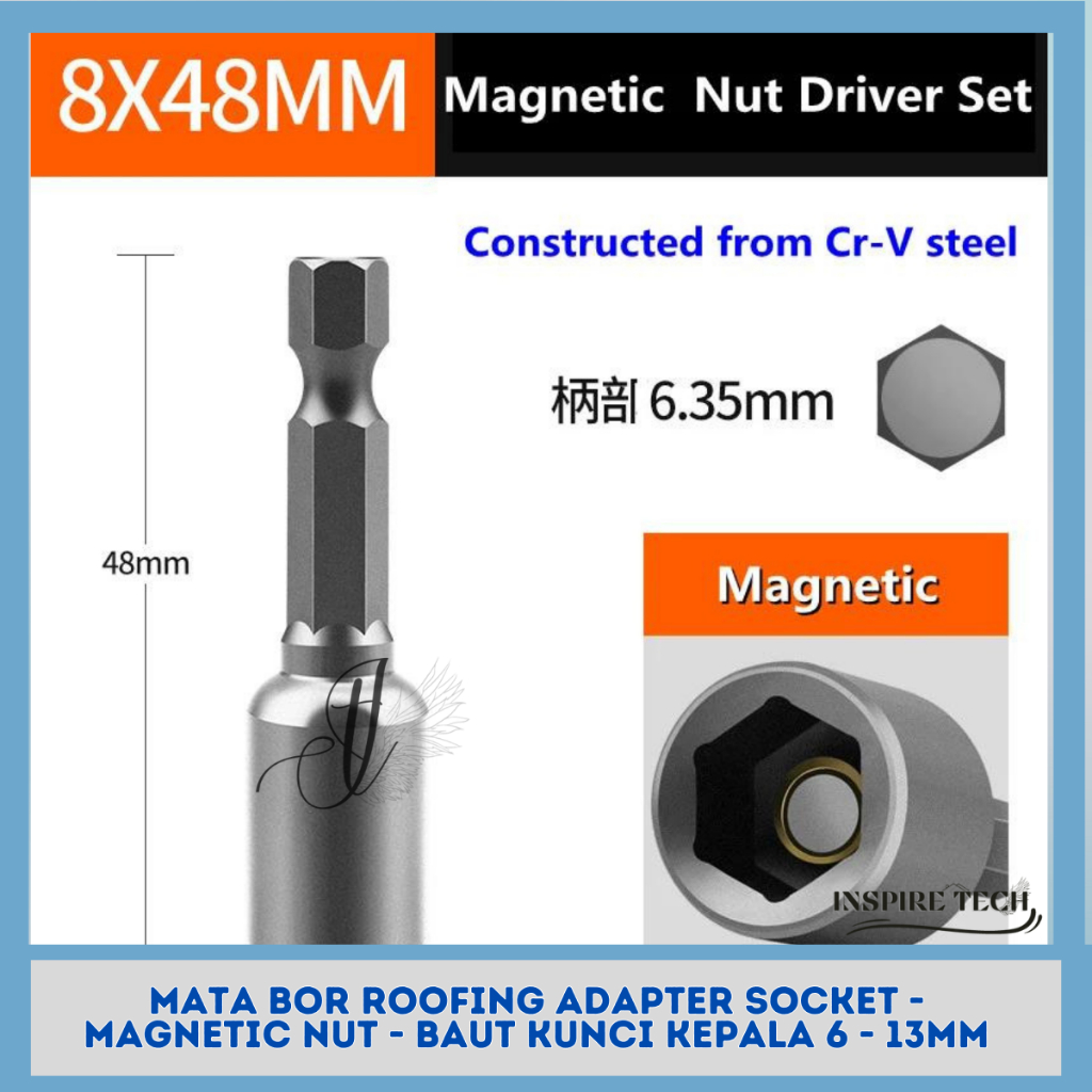 Jual Mata Bor Kunci Shock Magnetic Nut Roofing Baut Kunci Kepala Mm Adapter Socket