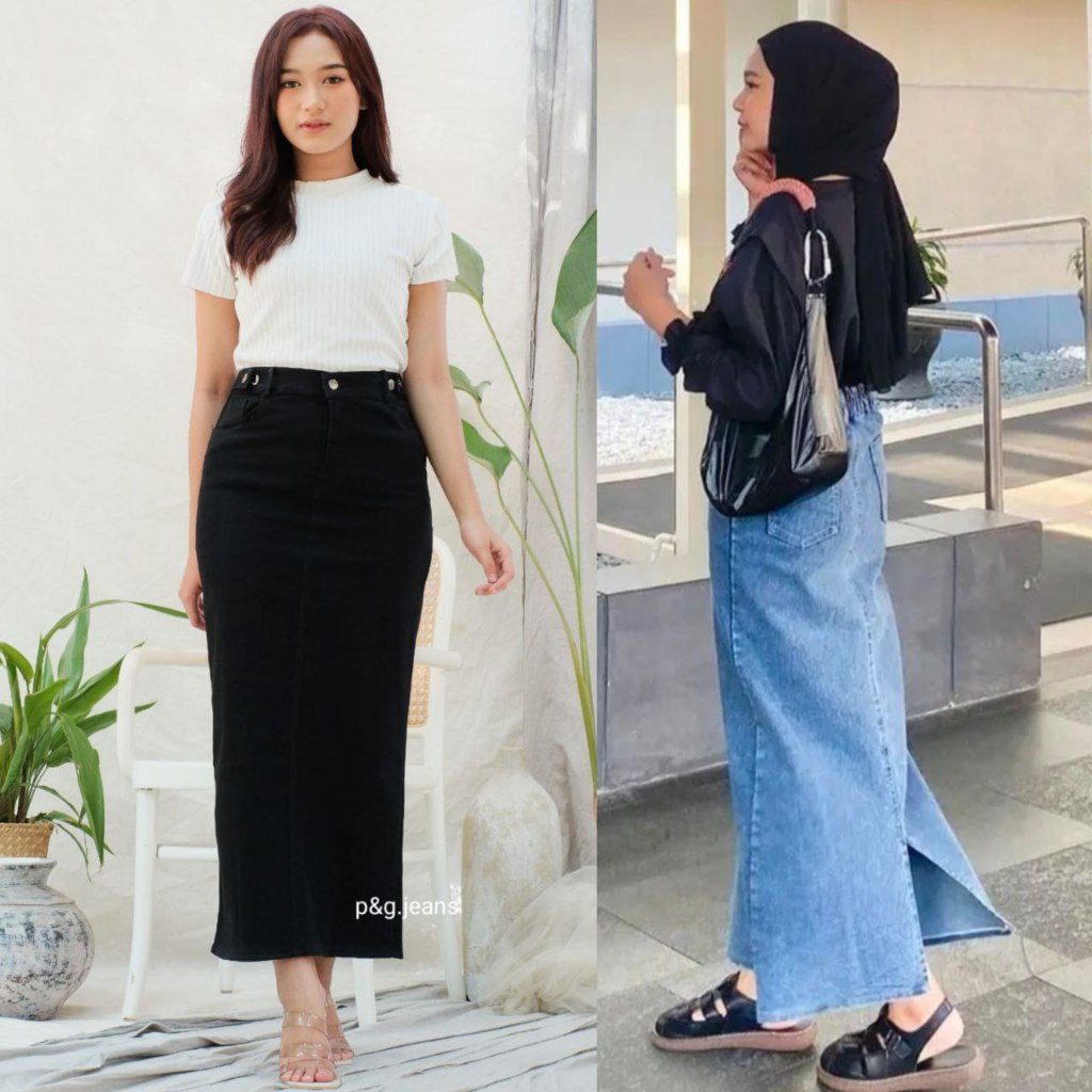 Jual Blue Treads - Rok Span Trend korean style street Theana rok jeans ...