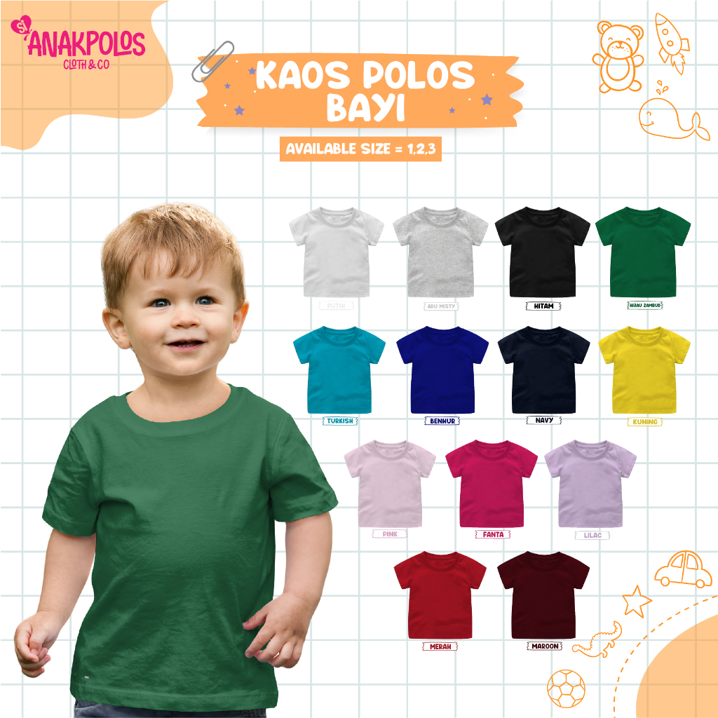 Jual Baju Kaos Oblong Tshirt Polos Bayi Naked Free Adem Lembut