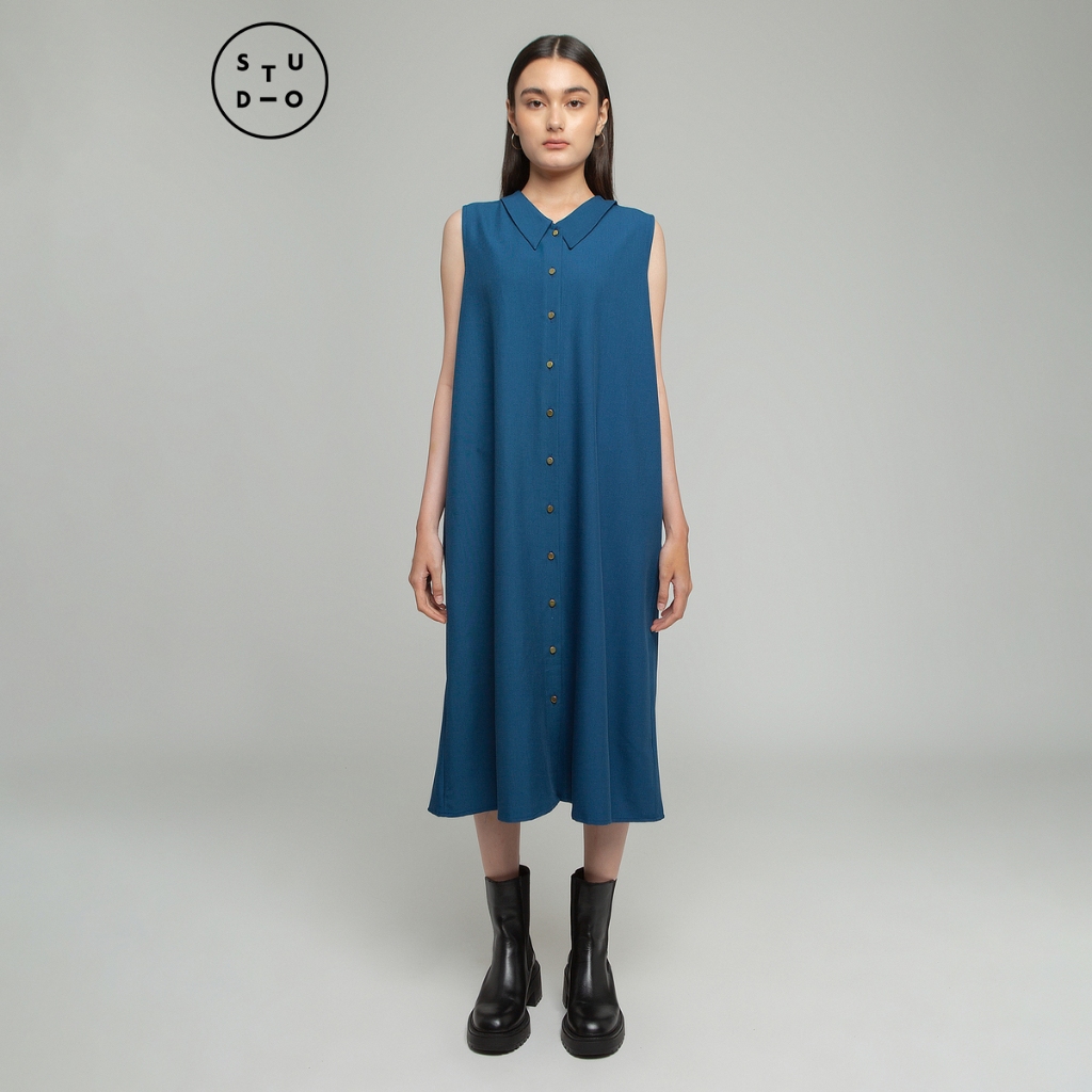 Jual COTTONINK Studio - Dress Wanita Navy Andrina | Shopee Indonesia