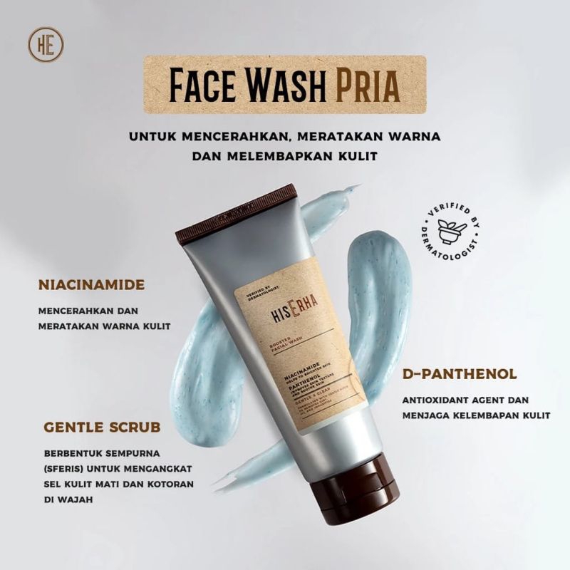 Jual His Erha Booster Facial Wash Sabun Muka Pencerah Pria Dengan