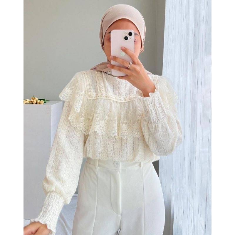 Jual Aurora blouse by edmee outfit DISKON LIVE 15% | Shopee Indonesia