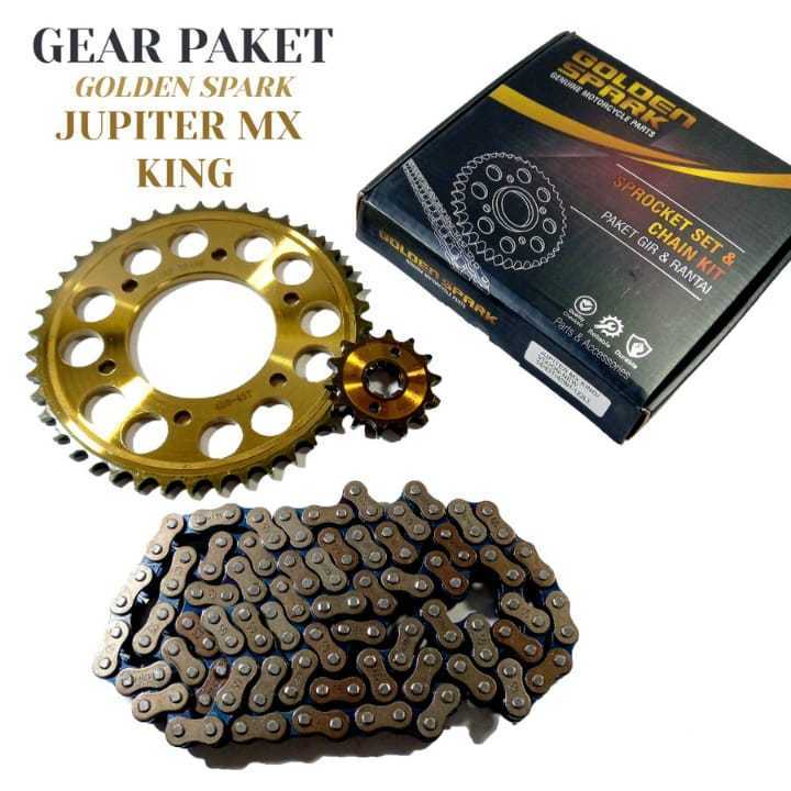 Jual GEAR PAKET GOLDEN SPARK VIXION NEW / JUPITERMX KING 14T/43T (RANTAI UKURAN 428HG122L