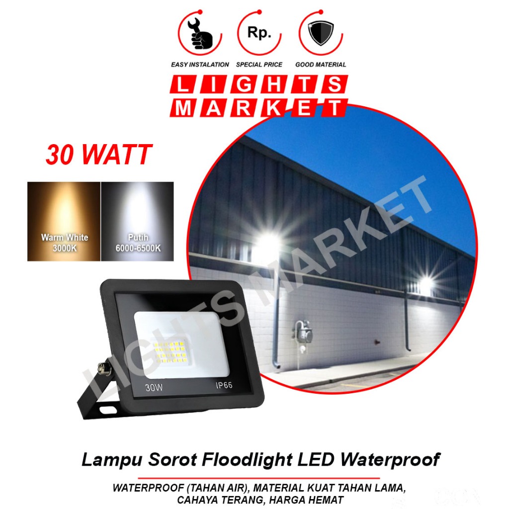 Jual Lampu Sorot Led 30w Flood Light Tembak Outdoor 30 Watt 30watt