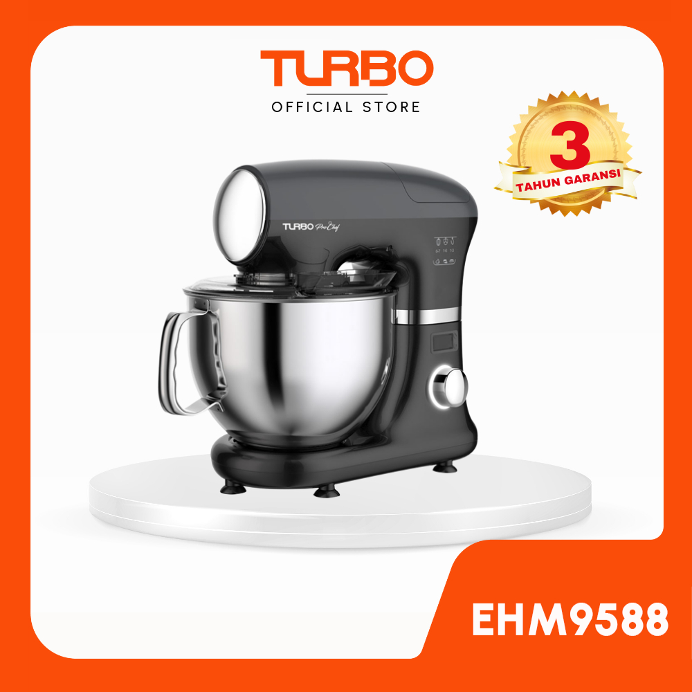 Jual TURBO Pro Chef Stand Mixer Stainless Bowl Black 5.5L 900W EHM9588