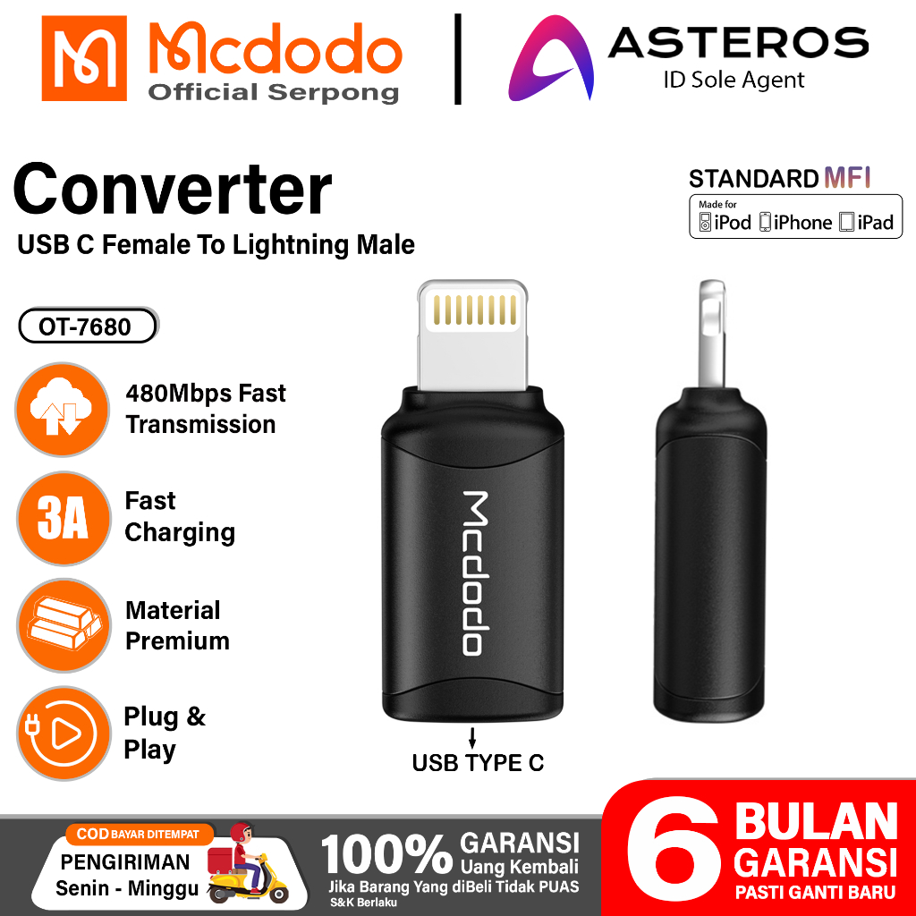 Jual Mcdodo Adapter Converter Iphone Lightning To Type C Female Fast