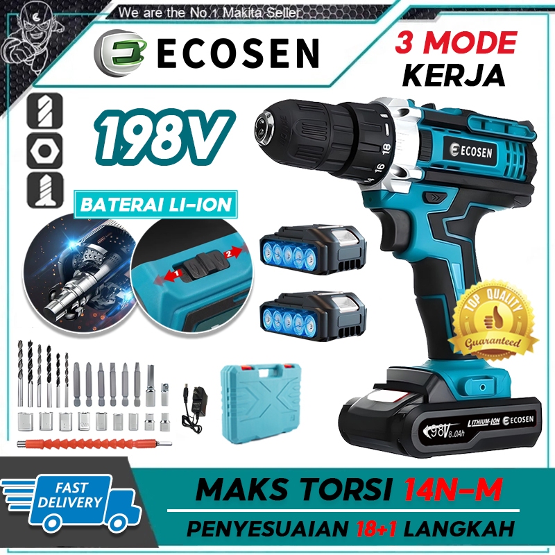 Jual Ecosen Mesin Bor Baterai Tangan Cordless Drill Battery Bor