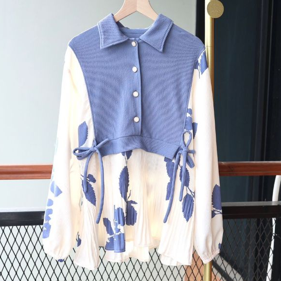 Jual IVONA BLOUSE KNIT MIX PLEATS | Shopee Indonesia