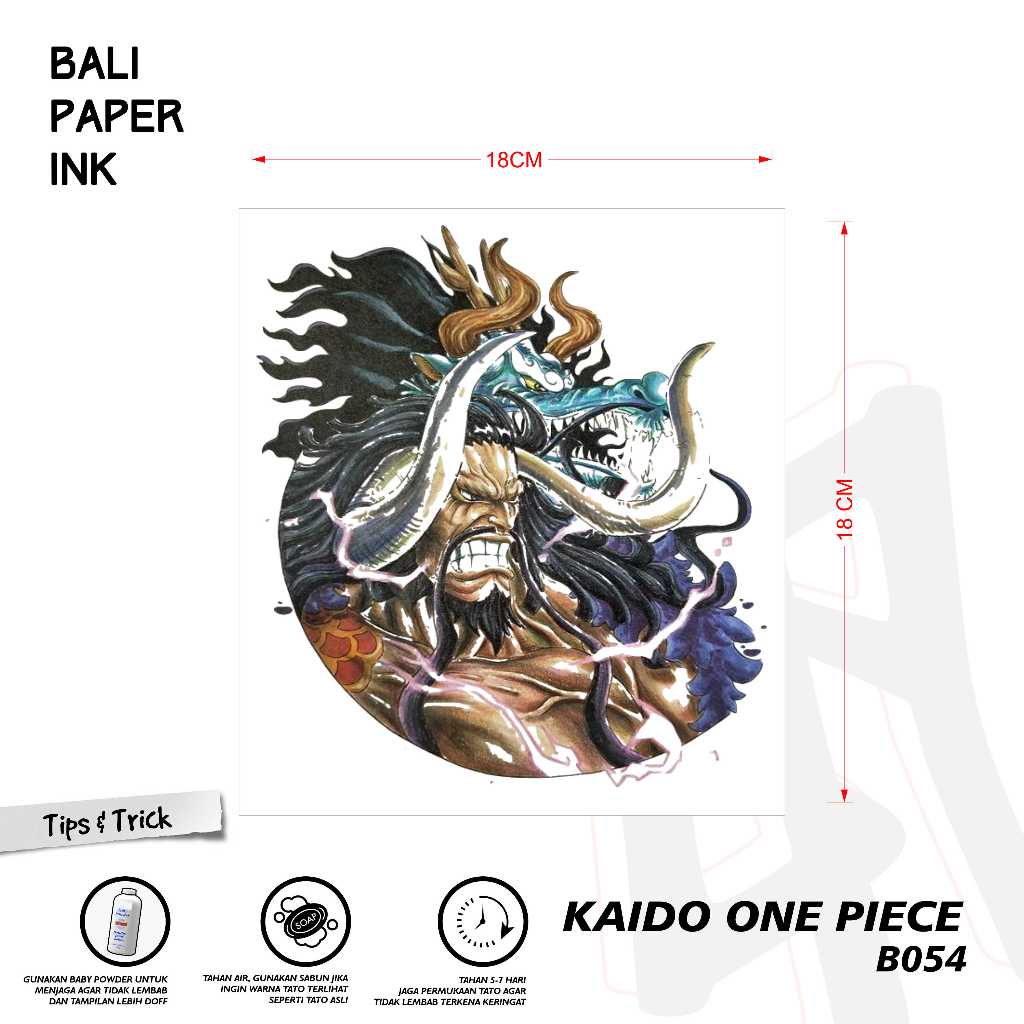 Jual Tato Kaido One Piece B054 - Basic Temporary Tattoo - By Bali Paper ...