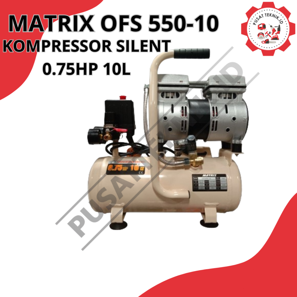 Jual KOMPRESOR ANGIN LISTRIK MATRIX OFS550-10 0.75 HP TANPA OLI / AIR ...