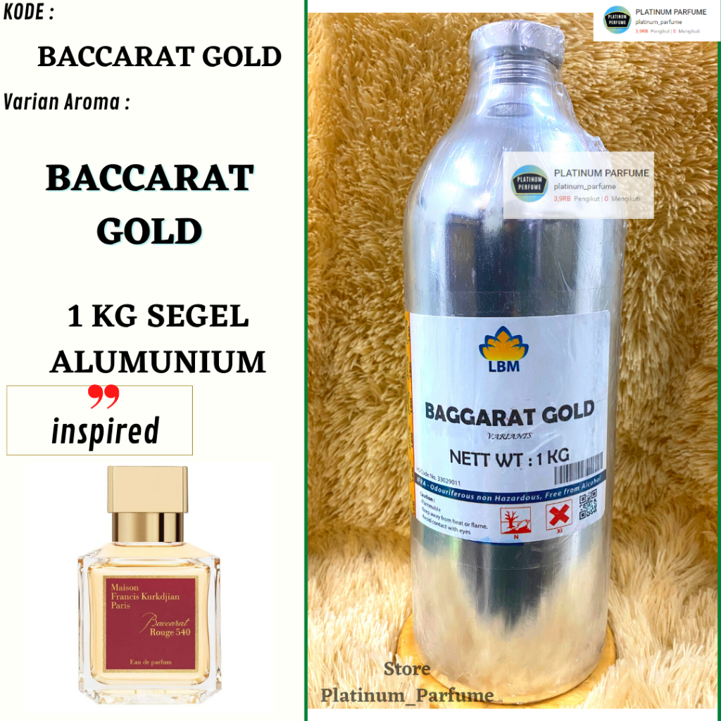 Jual Bibit Parfum Baccarat Gold Merah Packing 1 Kg Segel Alumunium Lbm Fragrance Perfume 6907