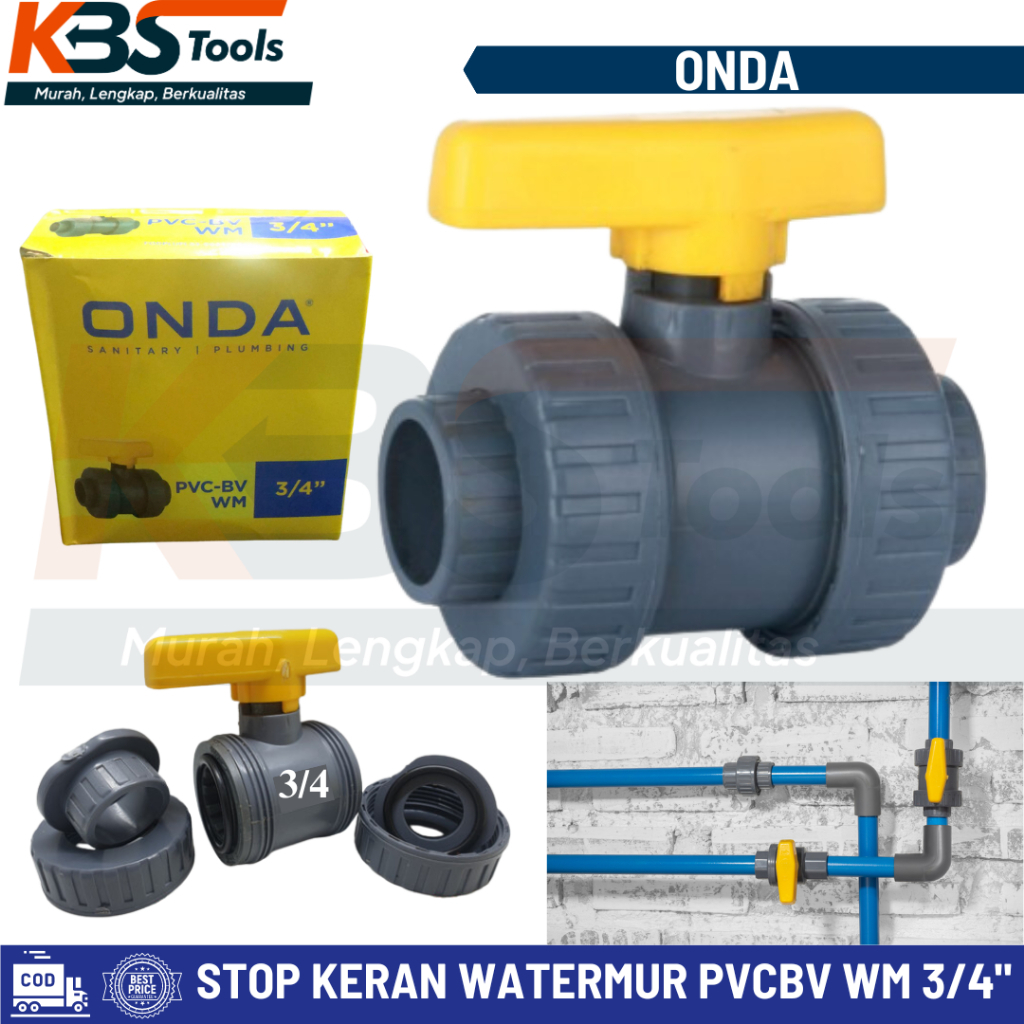 Jual Stop Kran Watermur Pvcbv Wm Inch Ball Valve Keran Water Mur Onda Shopee Indonesia