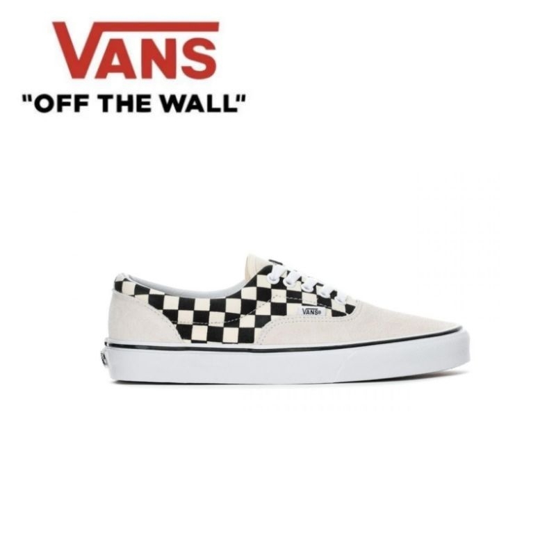 Vans primary check shops era marshmallow & black shoes