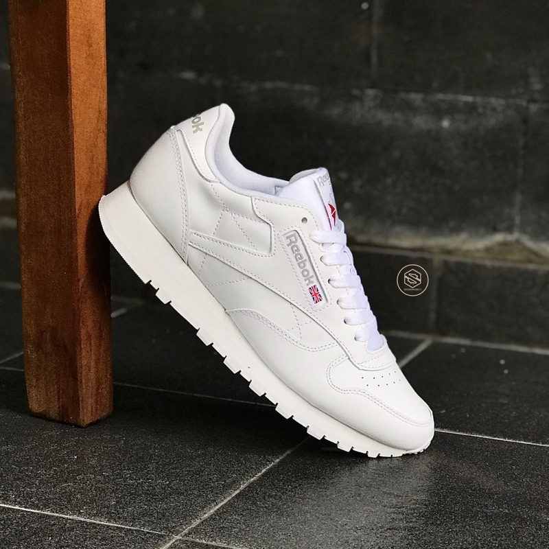 Jual Sepatu Sneakers REEBOK CLASSIC CL LEATHER WHITE GREY ORIGINAL ...