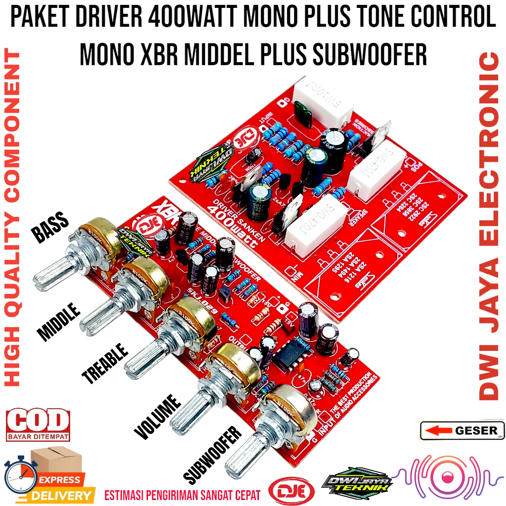 Jual Paket Driver 400Watt Mono Plus Tone Control XBR Middel Plus ...