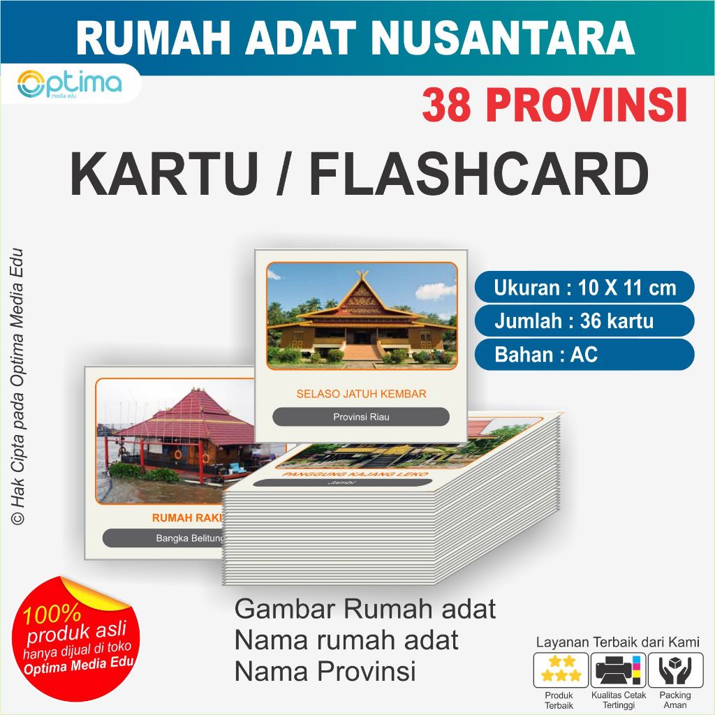 Jual Poster dan Kartu Belajar Flashcard Rumah Adat Nusantara 38 ...