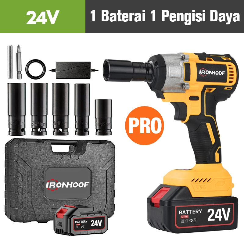 Jual Ironhoof Impact Wrench Brushless N M Mesin Bor Baterai Impact Baterai V Shopee