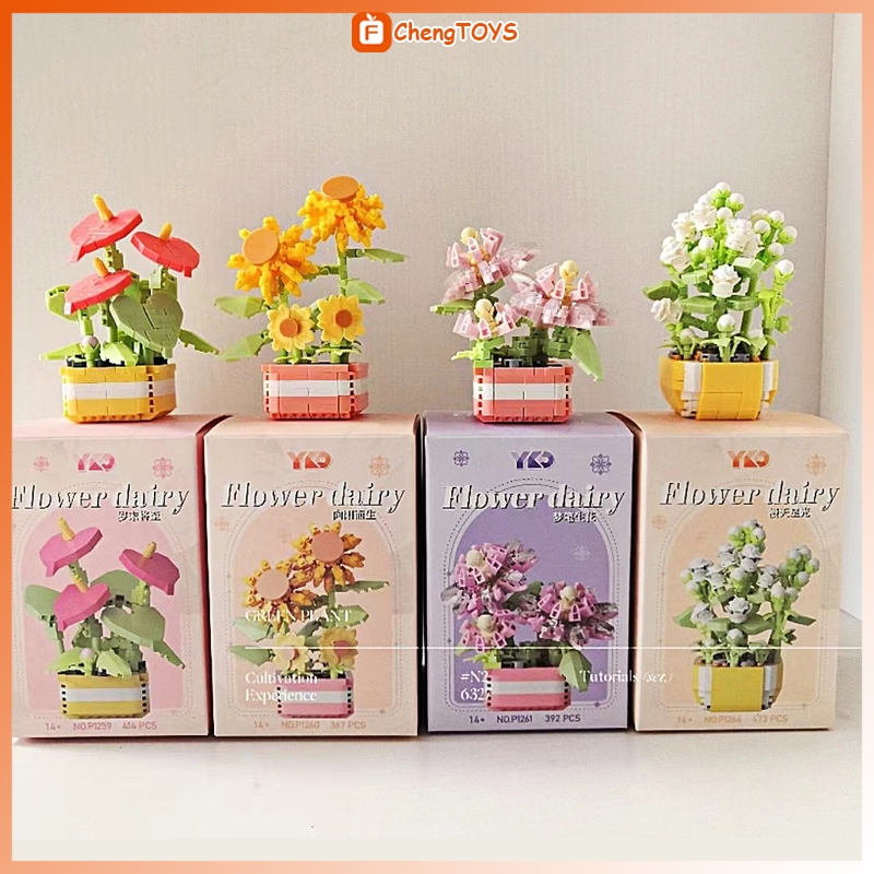 Jual FChengTOYS Puzzle 3D Flower Toys Blok Bricks Block Pot Bunga ...