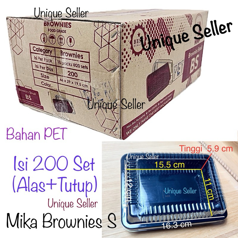 Jual [1 Dos] Mika Brownies S Kecil Isi 200 Set / Tray Mika Brownies ...