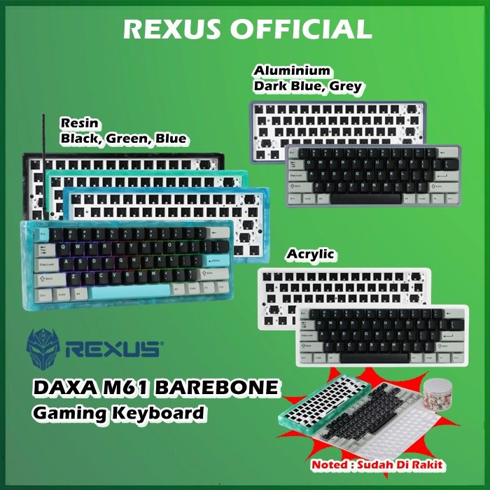 Jual Rexus Daxa M61 Barebone CNC Case Gaming Mechanical Keyboard M 61 ...
