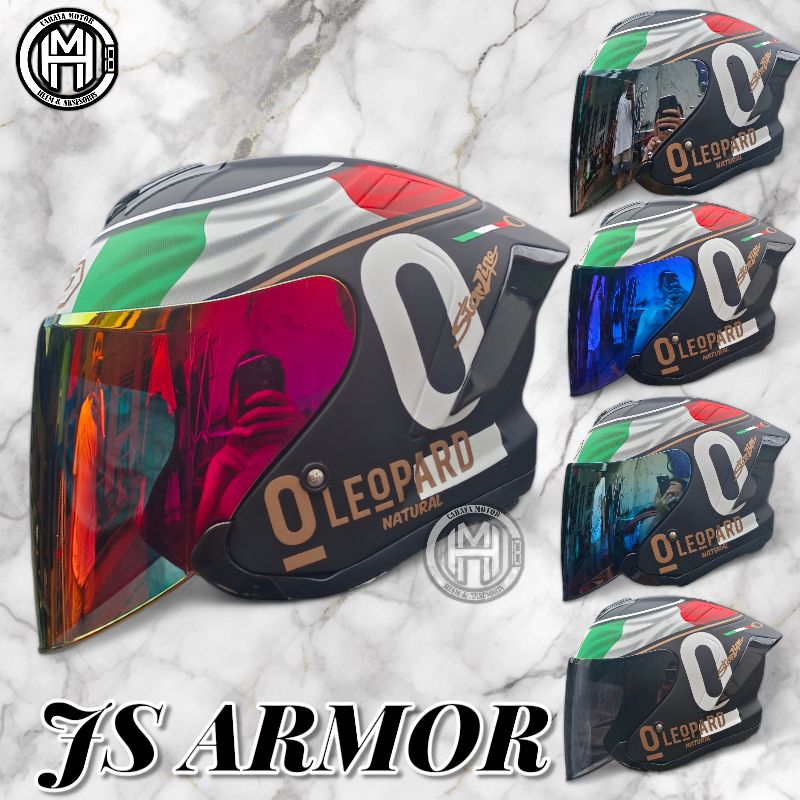 Jual Helm Js Armor Motif Leopard Black Dof Half Face Shopee Indonesia