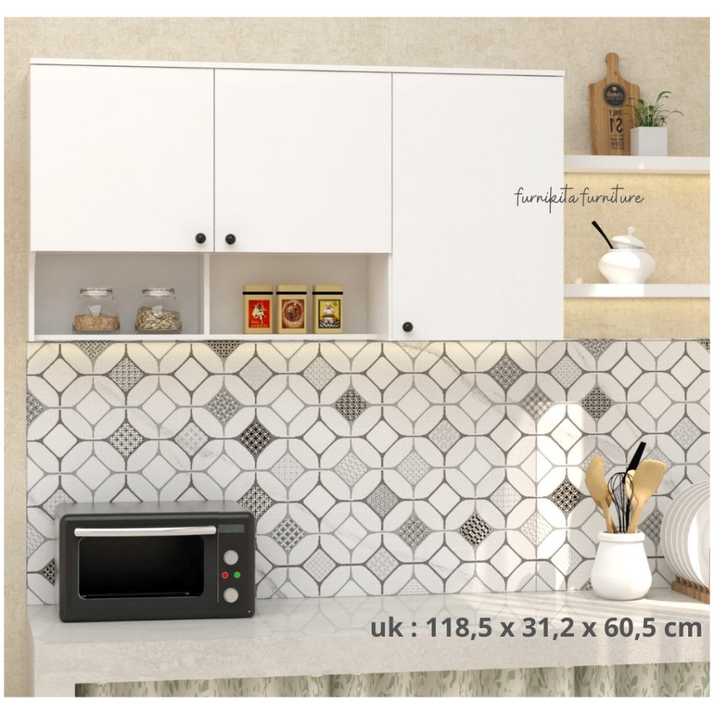 Jual KITCHEN SET ATAS 3 PINTU MINIMALIS BUNGA DAHLIA KC WU 120 | Shopee ...