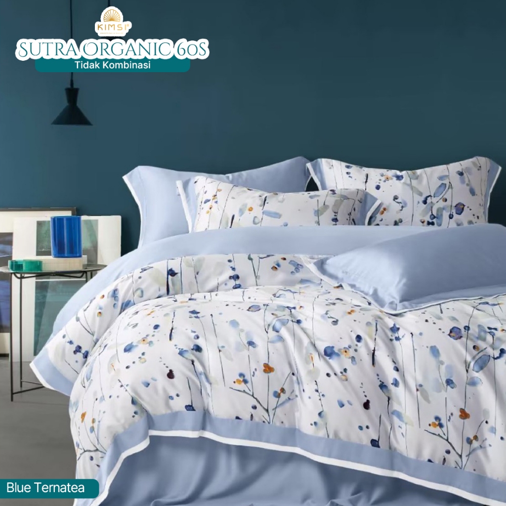 Jual BEDCOVER SET SPREI SUTRA ORGANIC 60S MOTIF BUNGA MINIMALIS BED
