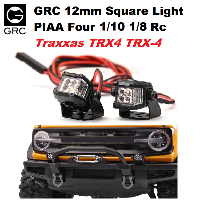 Jual GRC 12mm Square Light PIAA Four Lampu Sorot 1/10 1/8 Traxxas TRX4