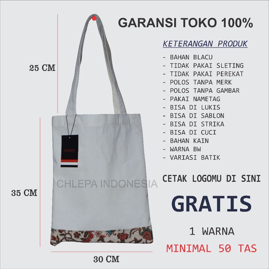 Tas Blacu Sablon Totebag Promo Cetak Totebag Custom Full Color