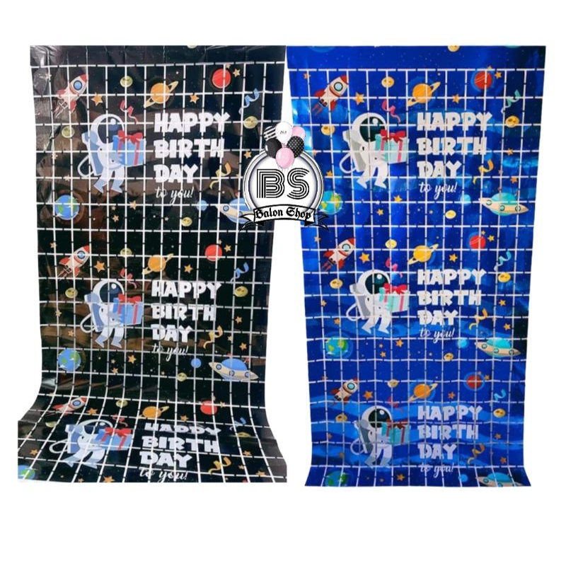 TIRAI PETAK MOTIF HAPPY BIRTHDAY ASTRONOT/ TIRAI FOIL PETAK MOTIF HAPPY BIRTHDAY | BACKDROP / BANNER ULANG TAHUN 1x2M