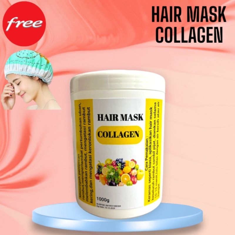 Jual HAIR MASK SALON COLLAGEN YOGURT 1000ML FREE SHOWER CAP Shopee
